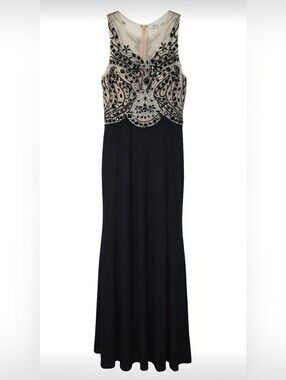 Dave & Johnny Beaded Black & Nude Evening Gown